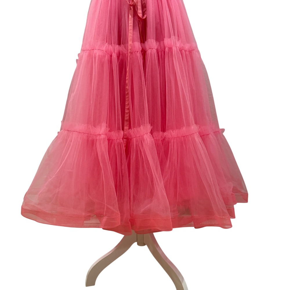 Ava Gowns Pink Tulle Corset Midi Dress Ruffle Laces Fairy Prom Sz S (estimated) - Picture 8 of 10